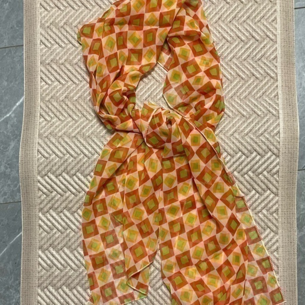 Beautiful Silk Feel Orang/Green Scarf